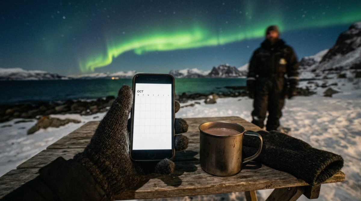 A thermal suit and boots handed over at check-in before a Northern Lights tour in Tromsø, part of what the tour price covers
